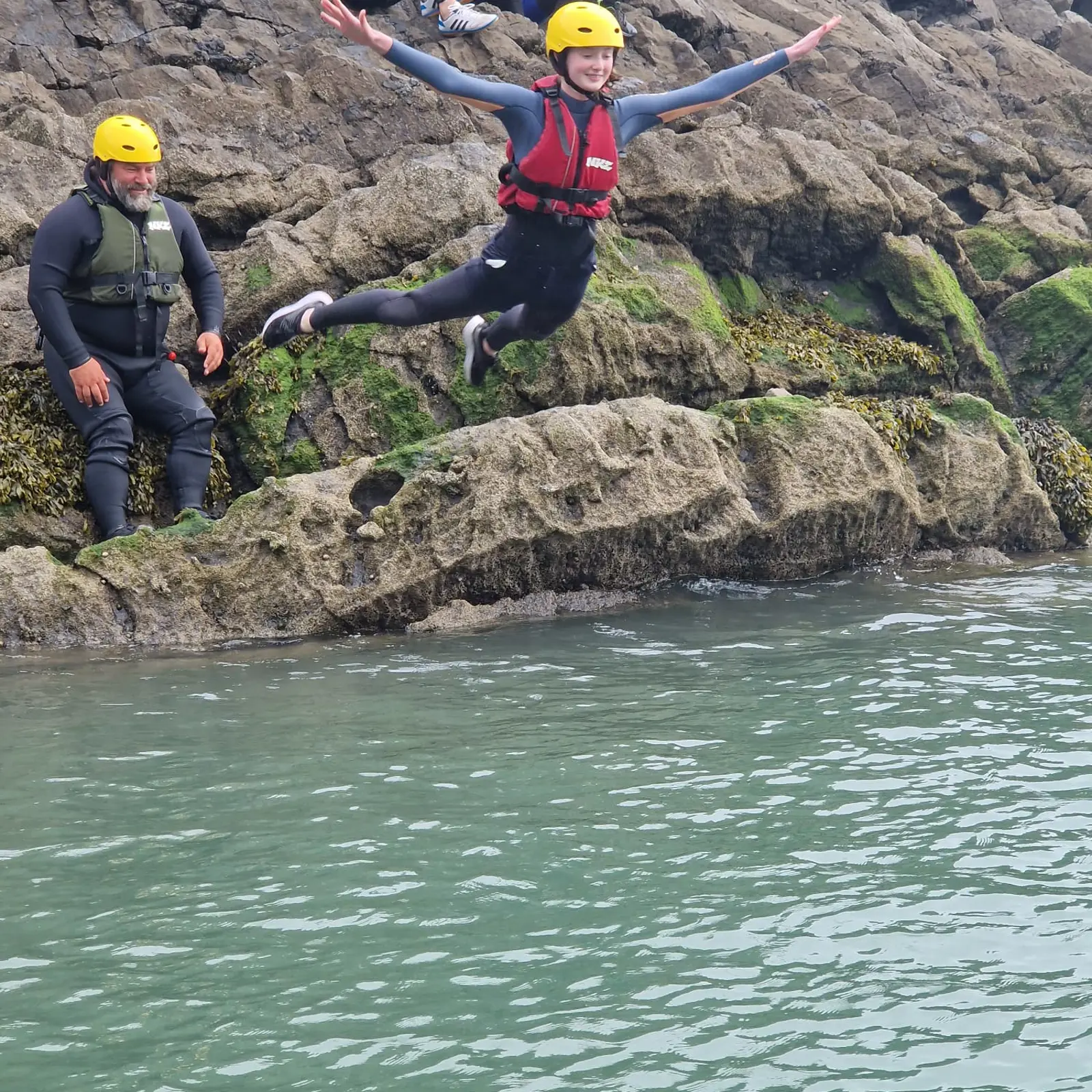 Coasteering experience exploring Pembrokeshire coastal features