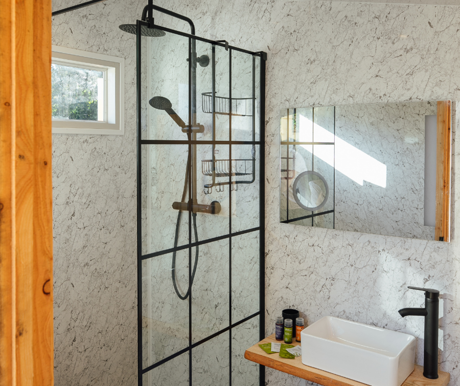 Modern bathroom at the retreat accommodation