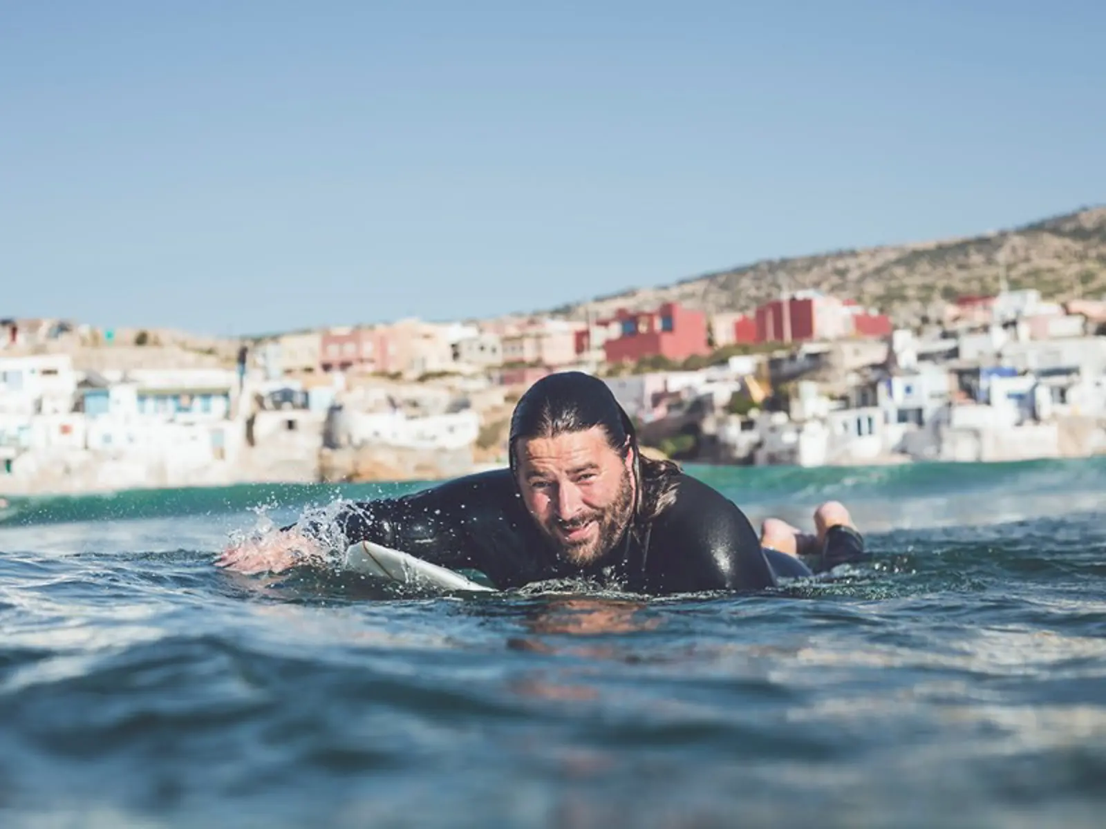 Surf instructor training in Morocco water session