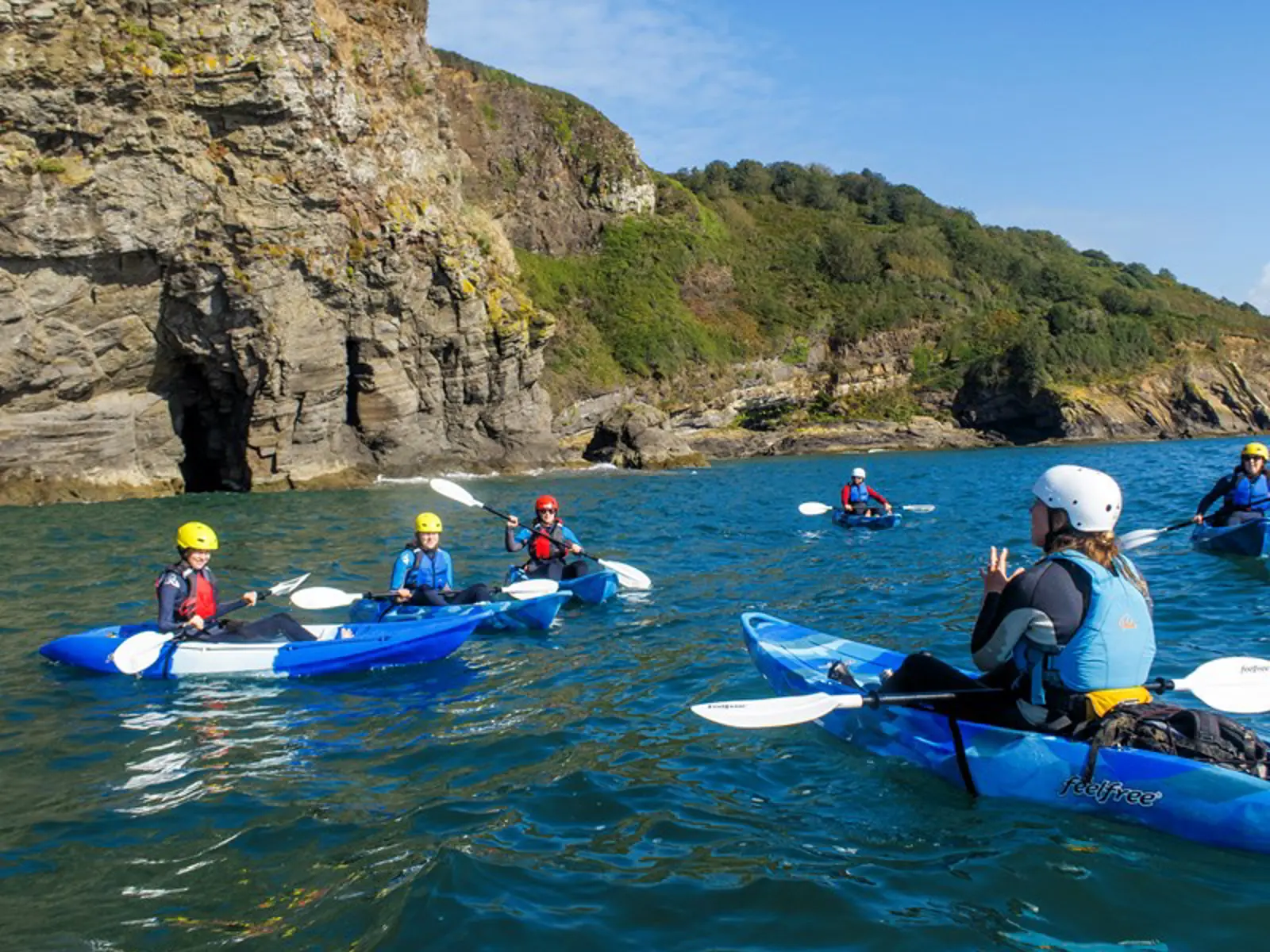 Family kayaking in Pembrokeshire Wales