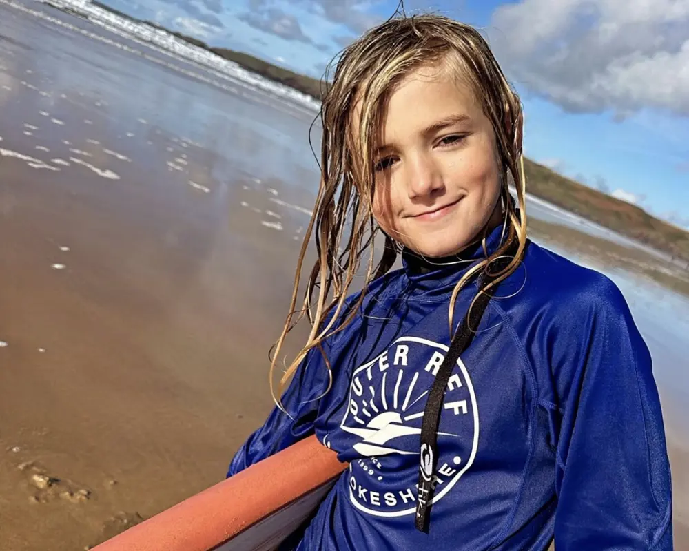 Surfing At Manorbier Beach Pembrokeshire