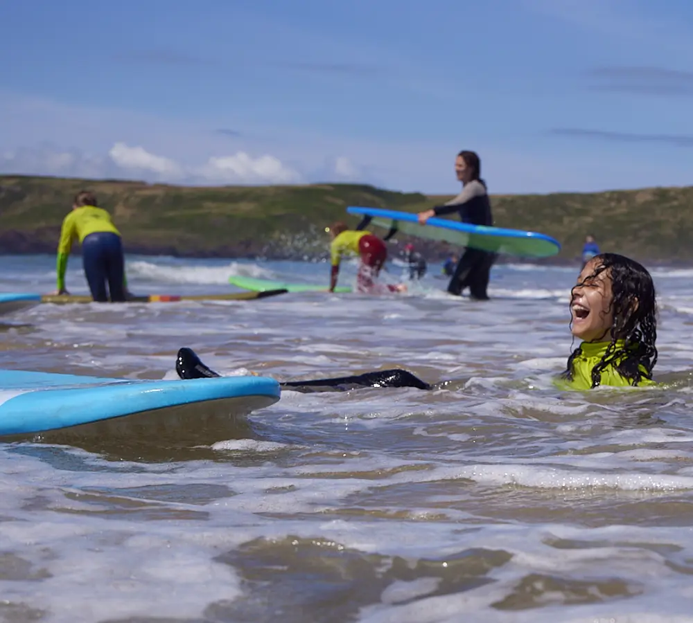Manorbier Beach surfing